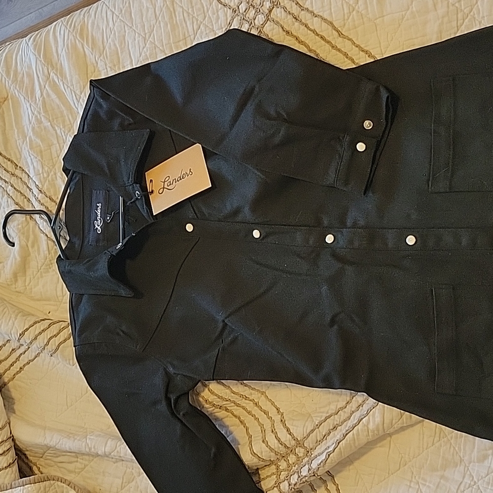 Western black denim dress